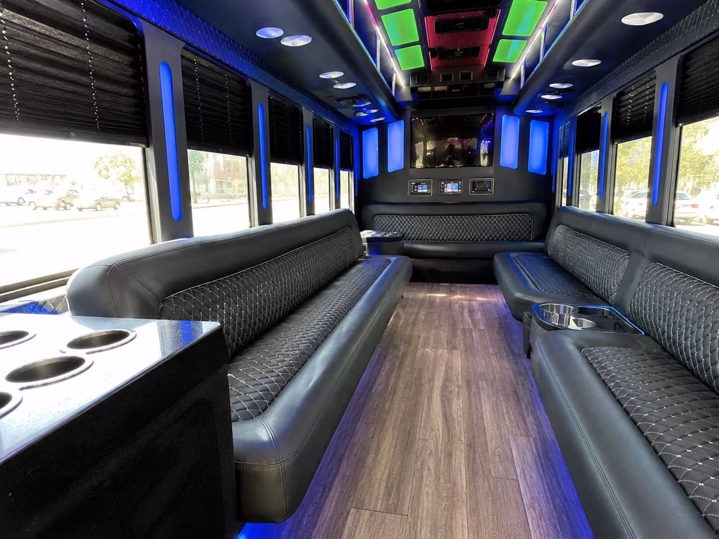 alpharetta 15 passenger party bus inside