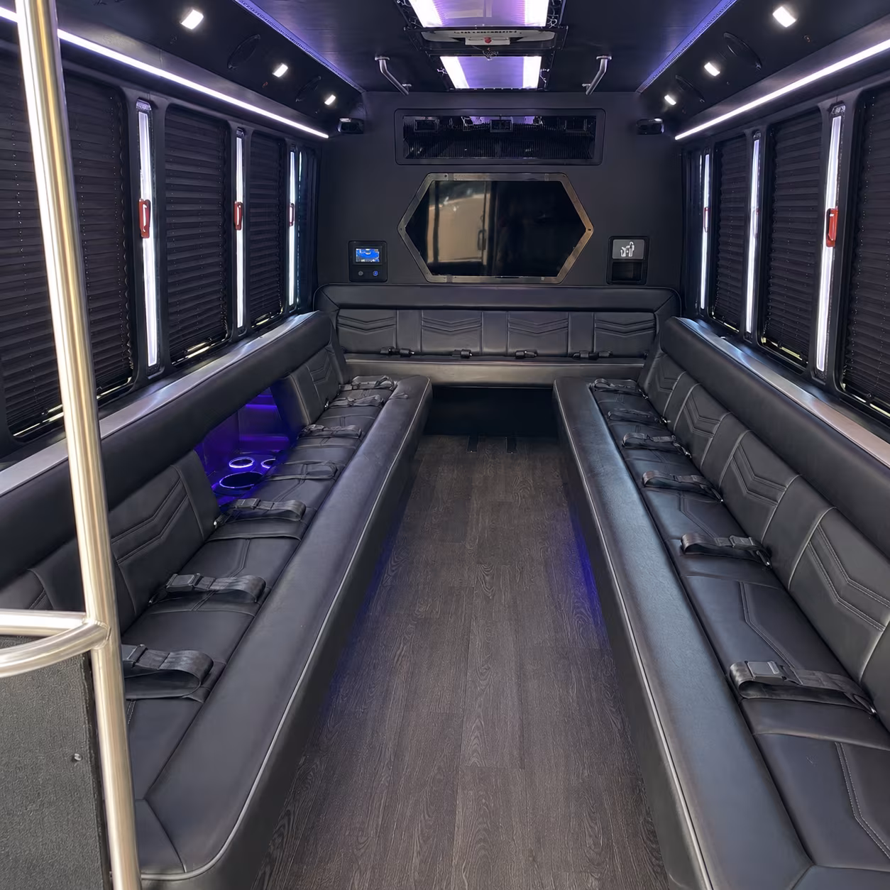alpharetta 18 passenger party bus interior