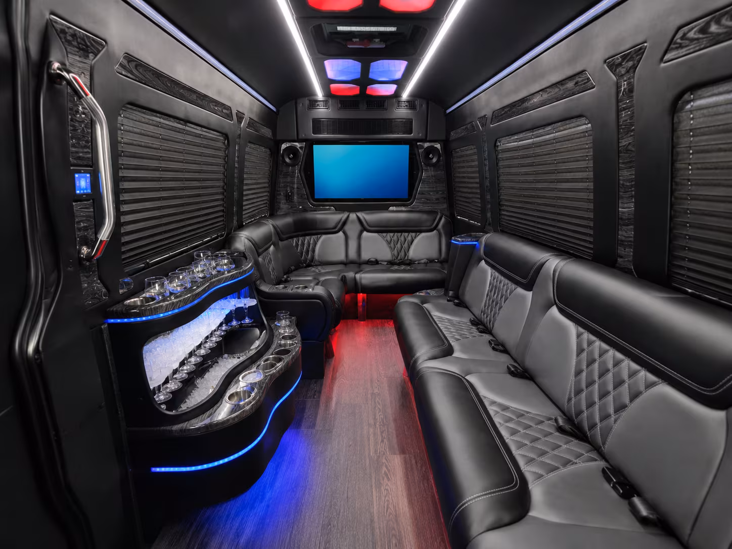 alpharetta 20 passenger party bus inside