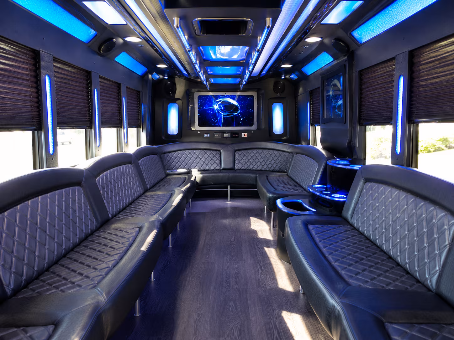 alpharetta 28 passenger party bus inside