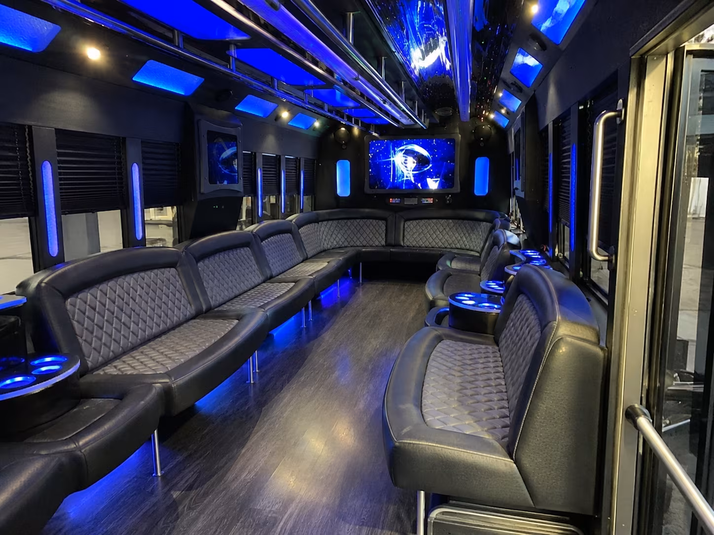 alpharetta 28 passenger party bus interior