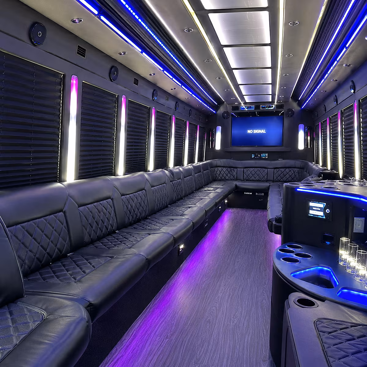 alpharetta 30 passenger party bus inside