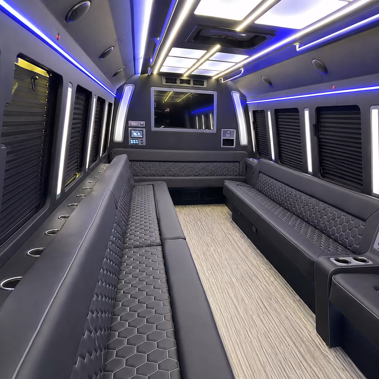 alpharetta 40 passenger party bus inside