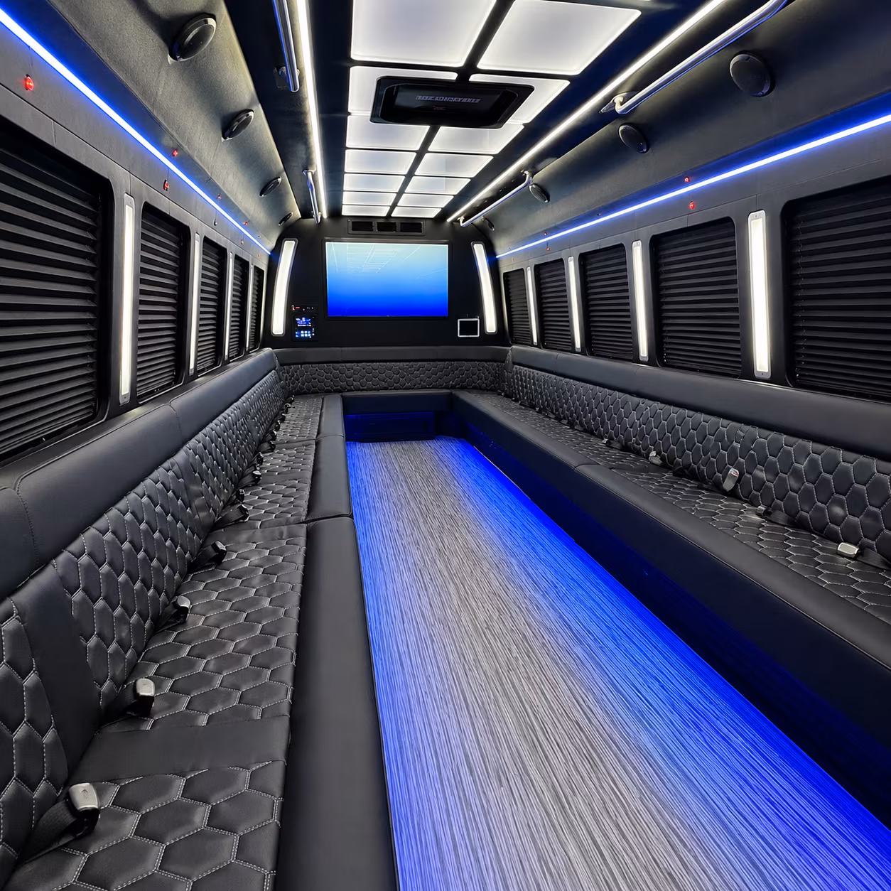 alpharetta 50 passenger party bus inside